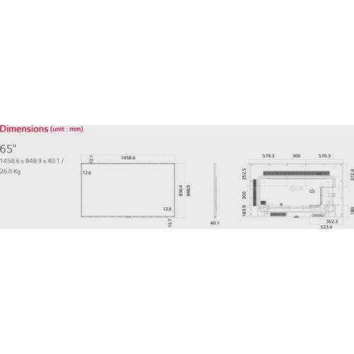 LG 4K Ultra HD 65" Commercial Smart IPS LED Display, Brightness 500 cd/m2, 65UH5CB