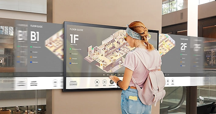 Samsung QMB-T Series 55 inch QM55B-T LH55QMBTBGCXZA professional commercial 4K capacitive touch display supplied by TrianzeTech Dubai
