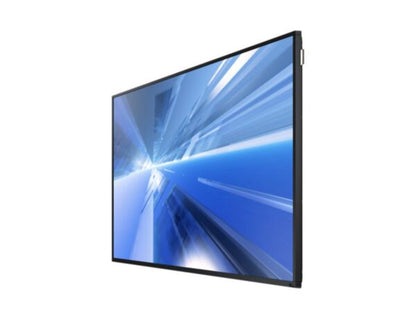Side view highlighting the ultra thin 49.9mm chassis thickness profile of a Samsung DH55E professional monitor